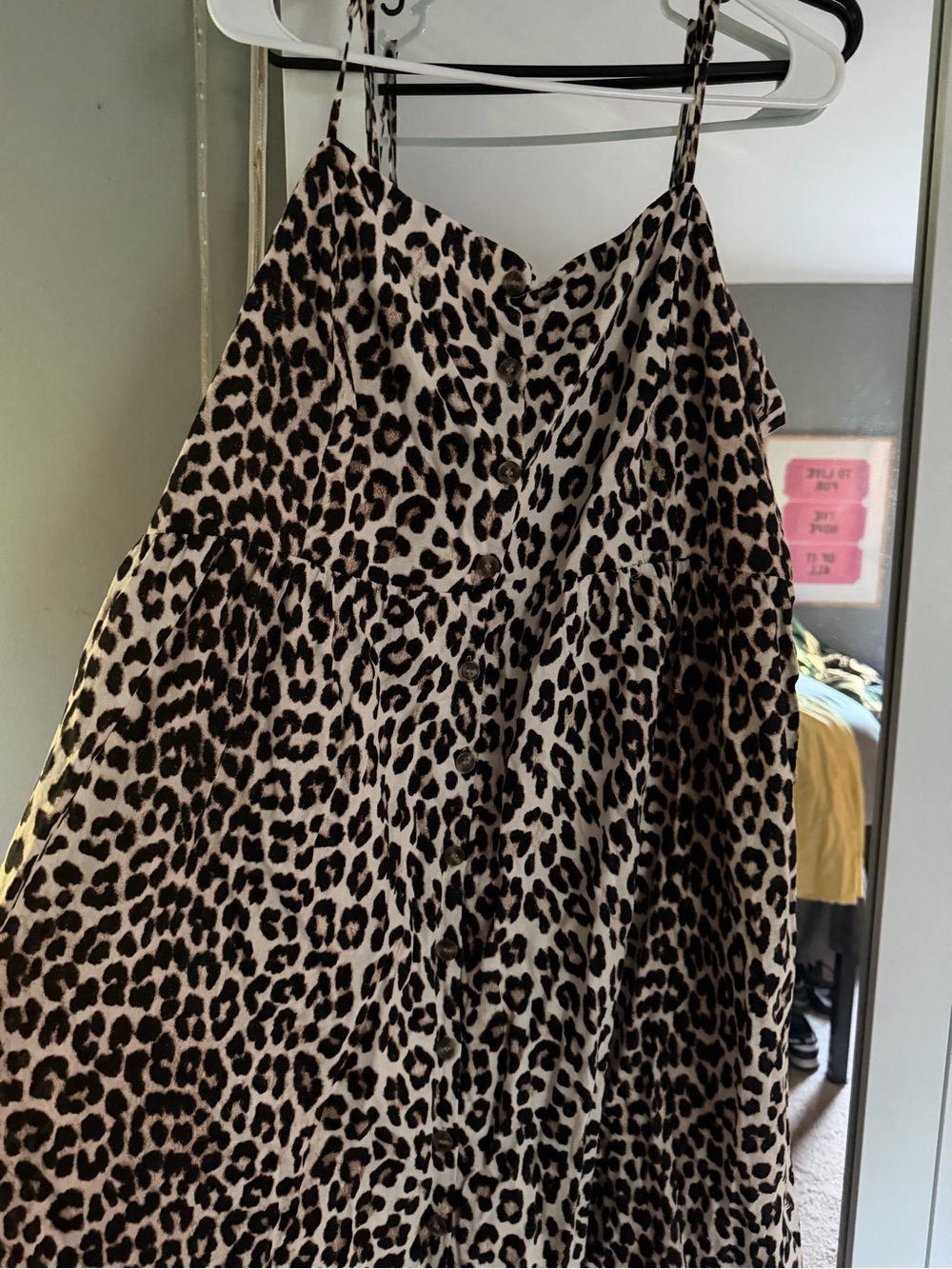 Women’s Leopard Print Maxi Dress- Black & Cream